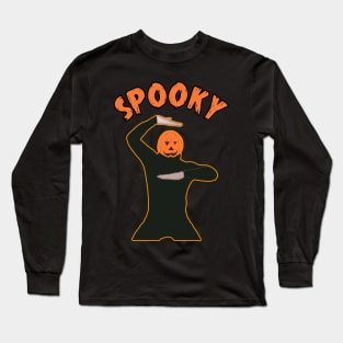 The Spooky Spooktober Pumpkin Dance Meme Long Sleeve T-Shirt